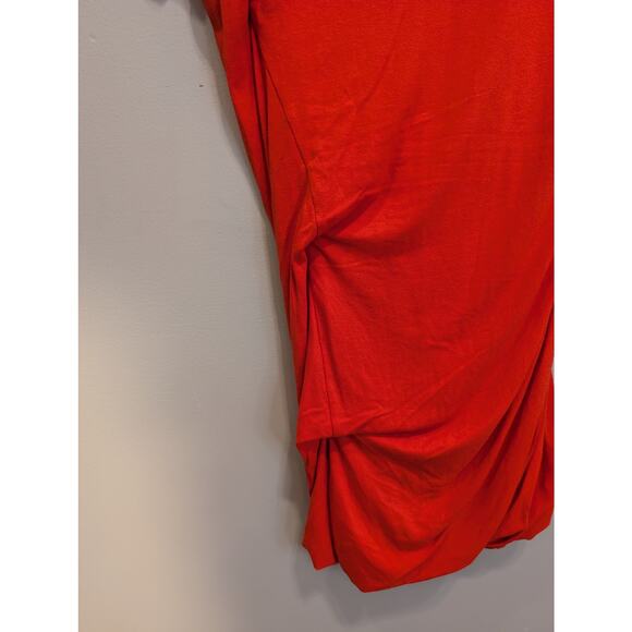 T by Alexander Wang Ruches Crepe Jersey Dress Red/Orange - Size L - Picture 7 of 8